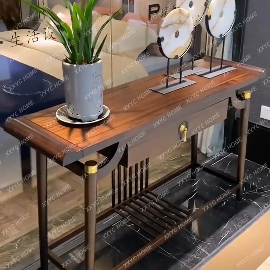 Simple Zen porch cabinet entry foyer end view table living room strip table