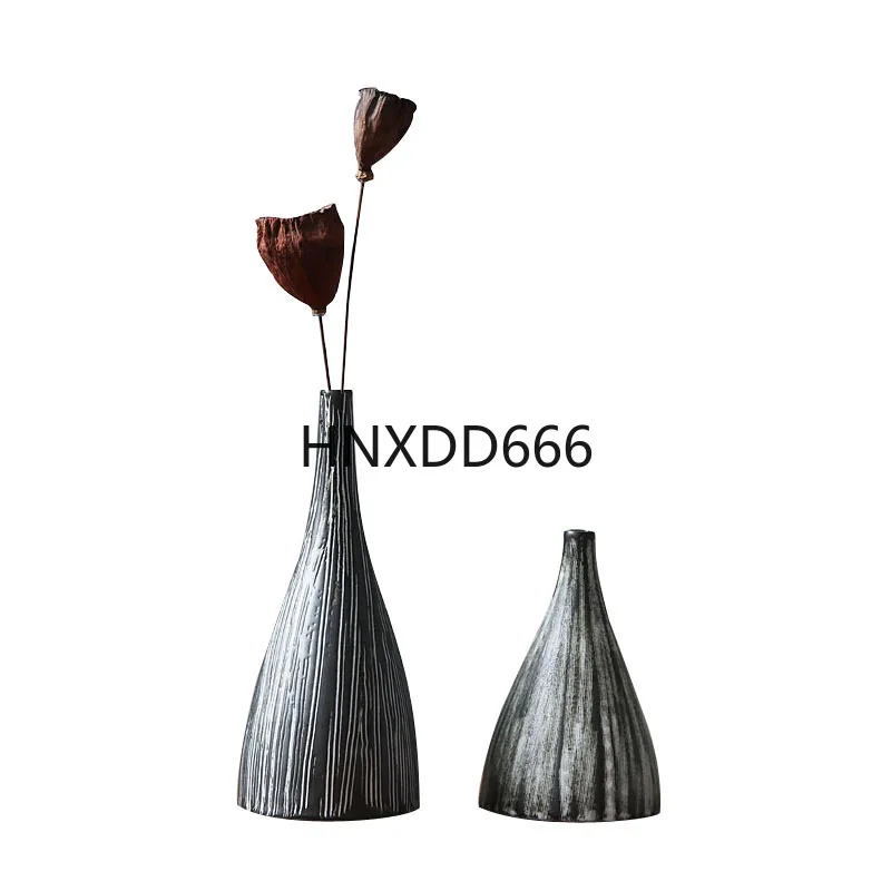 

Ceramic vase new Chinese Zen vertical stripe handmade flower creative living room hotel decorative arts and crafts
