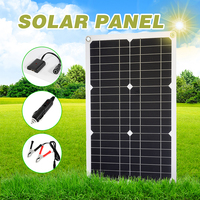 100W 12V Solar Panel Kit Single/Dual USB Charger Monocrystalline Module + 30A Controller Power Bank for Phone Outdoor Camping