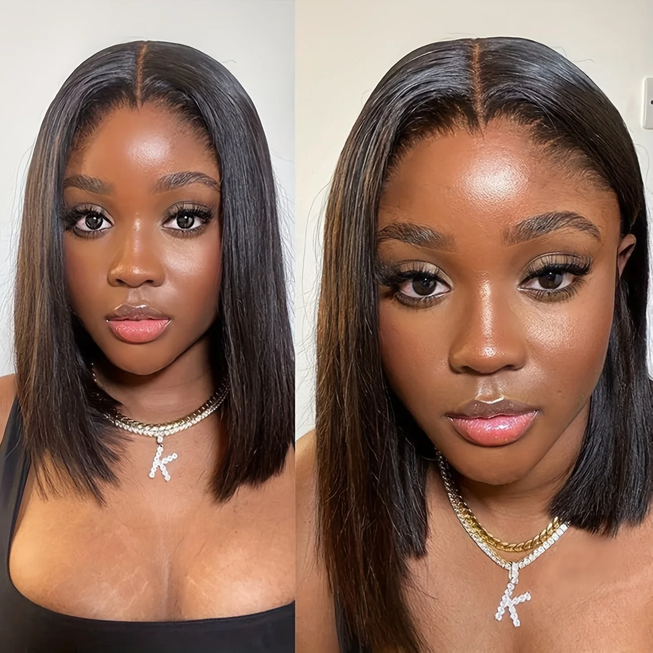 U Part Wigs Human Hair Straight Bob Wigs for Women, 180% Machine Made Short Bob Human Hair Wigs,Natural Black U Shape Bob Wig