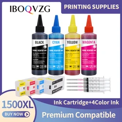 IBOQVZG 4PCS PGI1500 Refill Ink Cartridge + 4 Colors Dye Ink kits For Canon MAXIFY MB2050 MB2150 MB2350 MB2750 PGI 1500XL