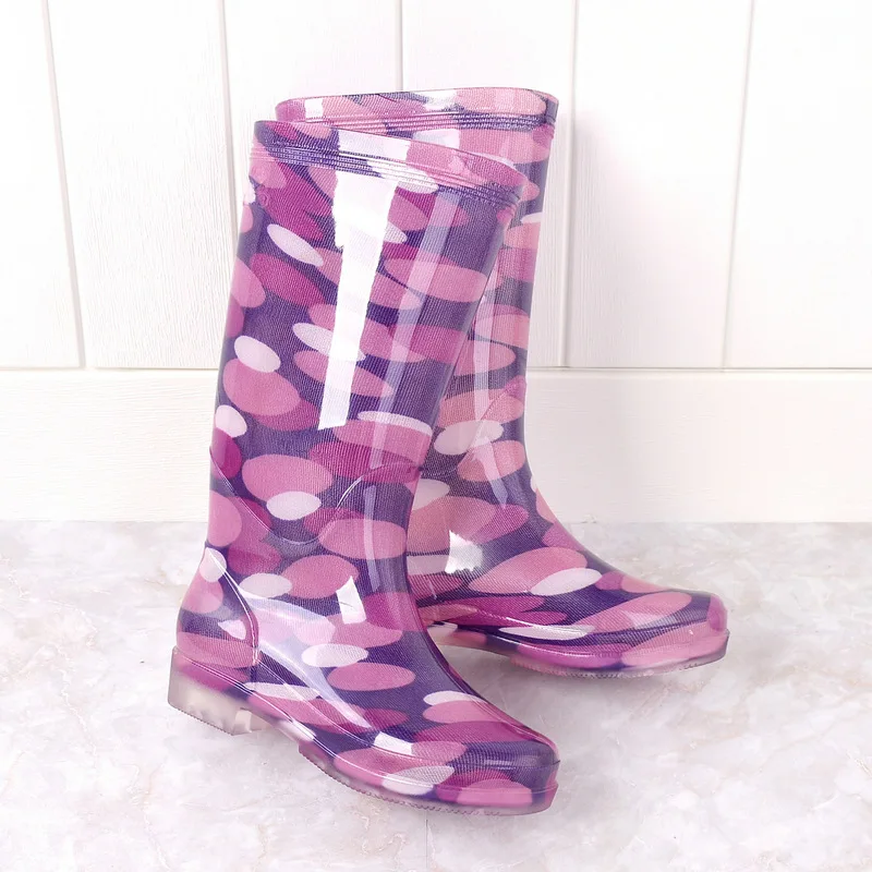 

Women's High-Tube PVC Rain Boots Fashionable Anti-Slip Waterproof Acid-Resistant Wear-Resistant Spring Autumn EVA Inner Material