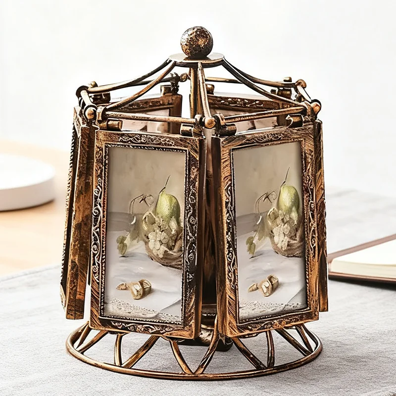 4/5 Inch Photo Frame Wedding Picture Frame Decoration Home Ornaments Living Room Desk Office Vintage Windmill Carousel Frames
