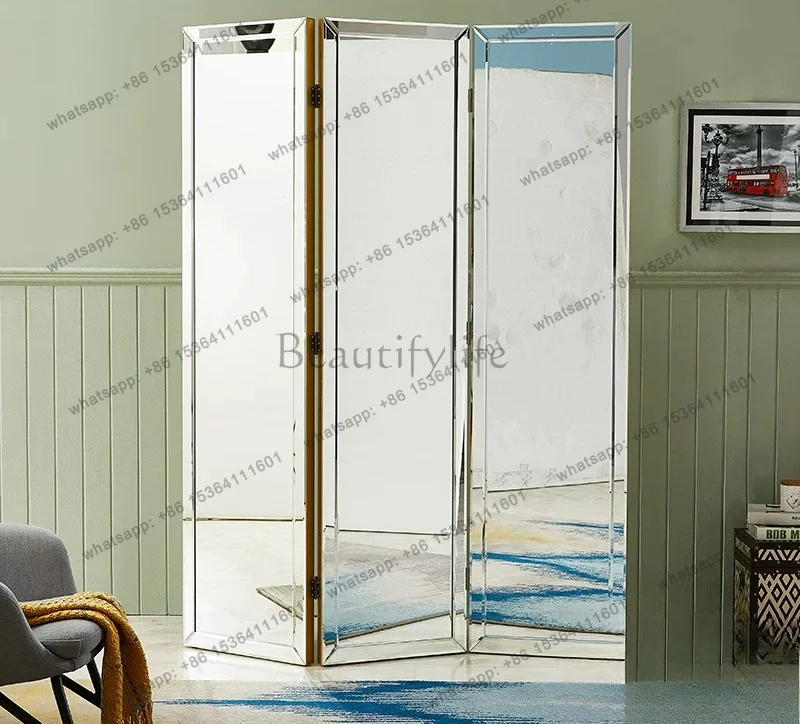 LX mirror screen folding mirror European style home decoration partition screen dancing mirror