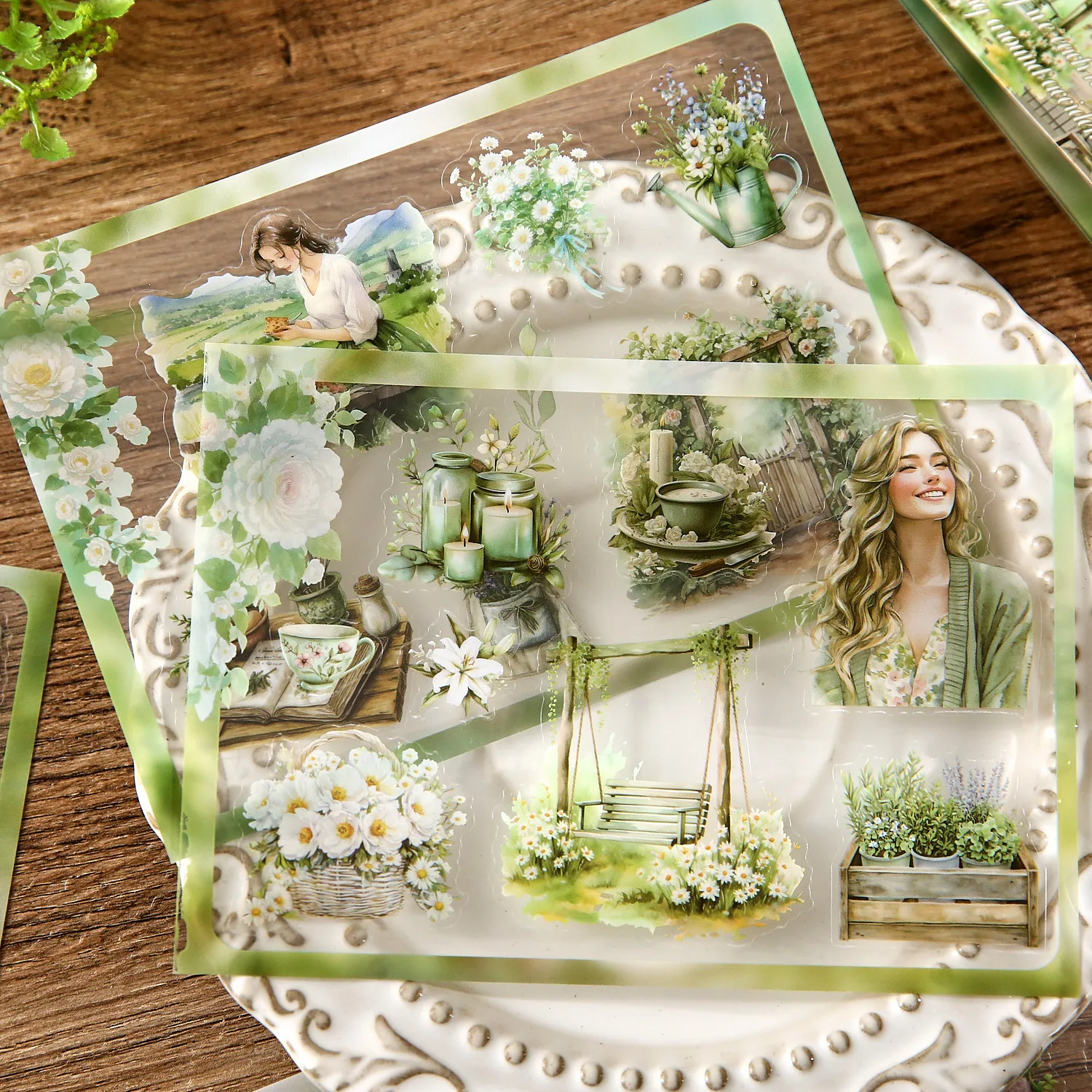 Aesthetic Stickers of Romantic Courtyard and Girls Daily Life, Decorative Material for Handcraft, Collage and Scrapbook Making