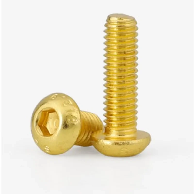 5-10Pcs  M2 M2.5 M3 M4 M5 M6 stainless steel Round button head with Titanium Golden colour Hex Socket Screw