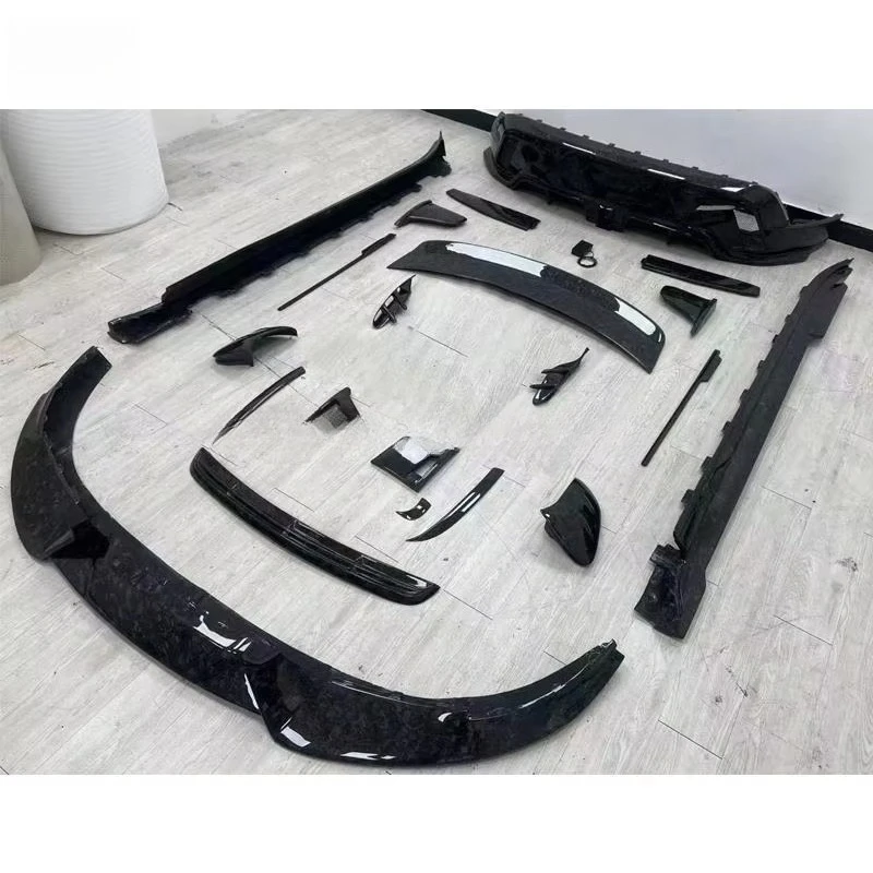 Real Dry Carbon Fiber Body Kit for Taycan 2019-2024 to MSY Style Conversion Kit Car Parts Lip Side Skirts Spoiler