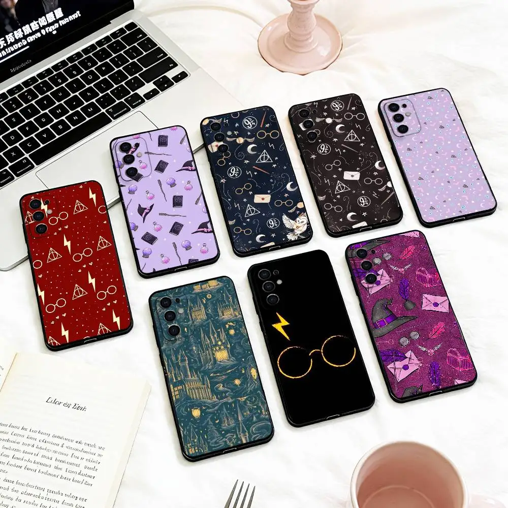 

M-Magic H-Harry-es P-Potters W-Wand Phone Case For Samsung S 25,24,23,22,30,21,10,9,Ultra,Plus,Lite,FE,4,5 G Soft Black Case