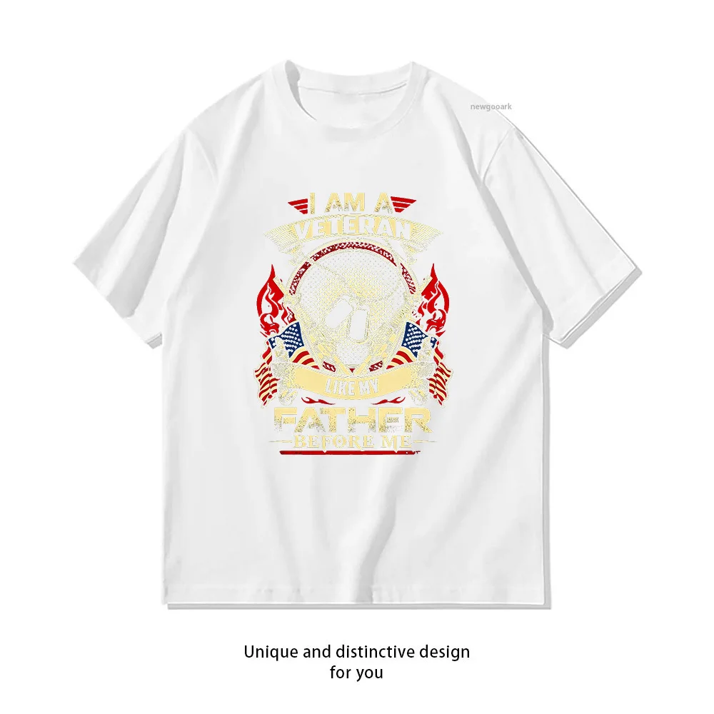 T-shirt « Je suis un vétéran comme mon père » – Fierté militaire – Coton – Unisexe – Été – Streetwear – Hauts graphiques pour adultes