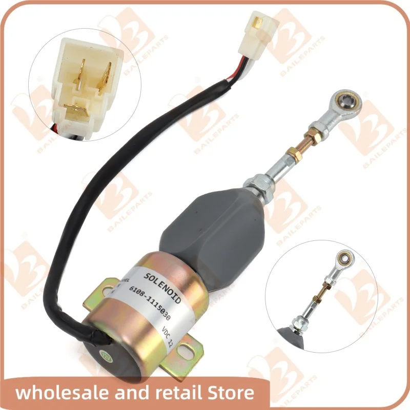 6108-1115030 Solenoide di arresto carburante per Yuchai YC85 315 215 12V 24V 61081115030 Accessori per escavatore con elettrovalvola di arresto