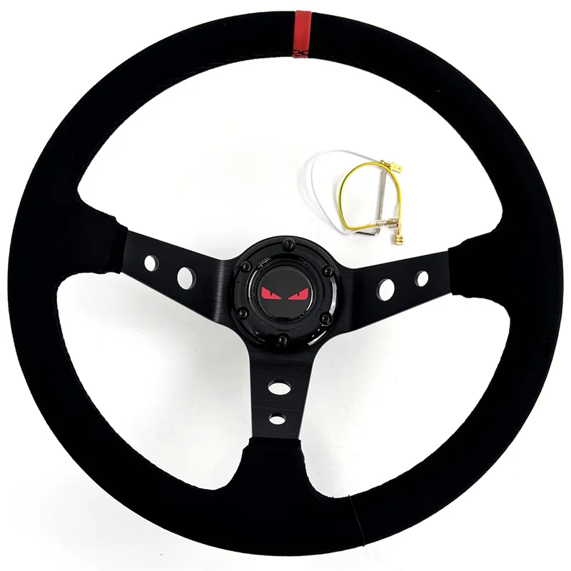 Universal 14-inch 350mm suede car aluminium alloy racing steering wheel deep-dish hub drift sport car steering wheel - view 6
