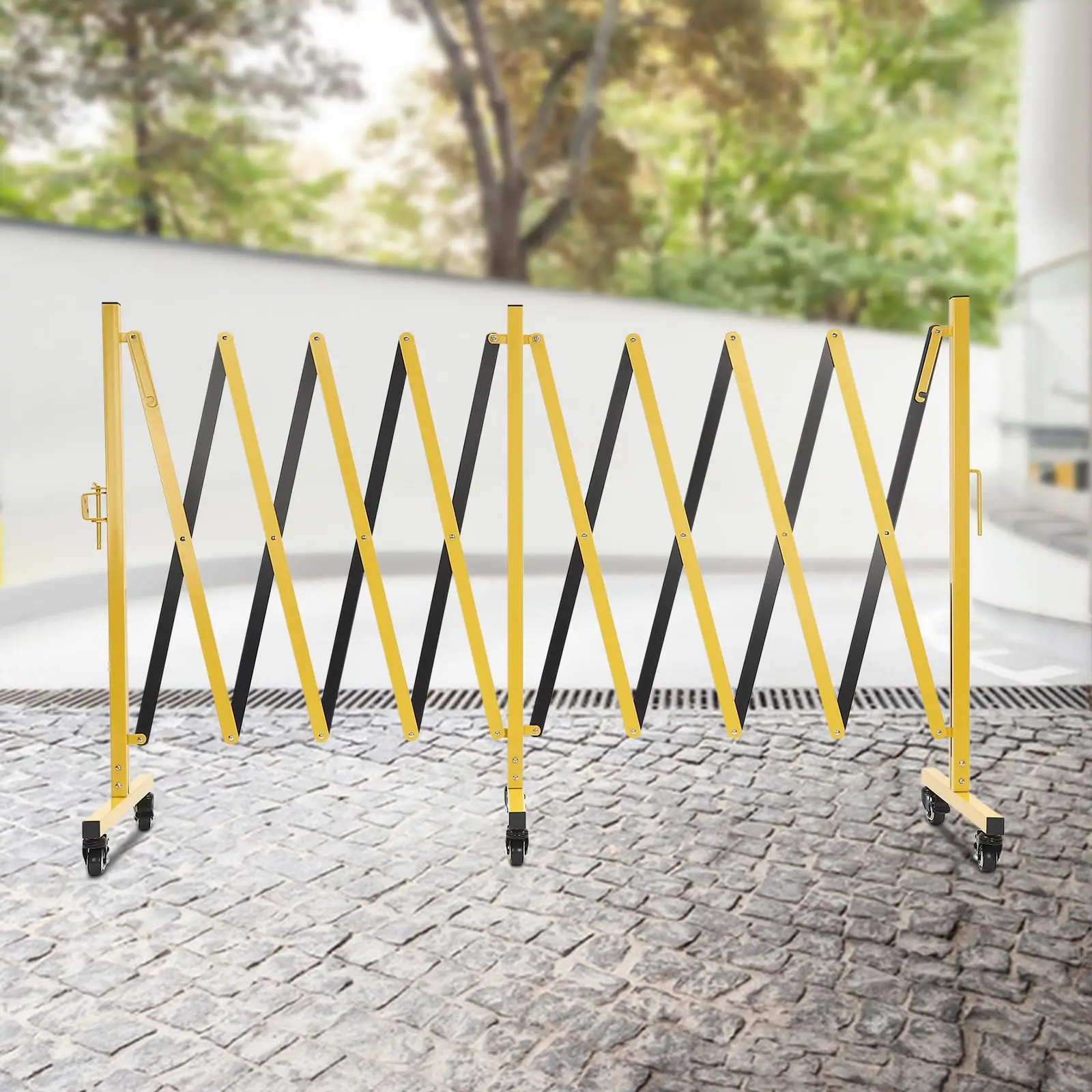 Barricata metallica espandibile, cancello barriera di sicurezza mobile con rotelle, recinzione stradale portatile regolabile, cancello di sicurezza pieghevole Fo