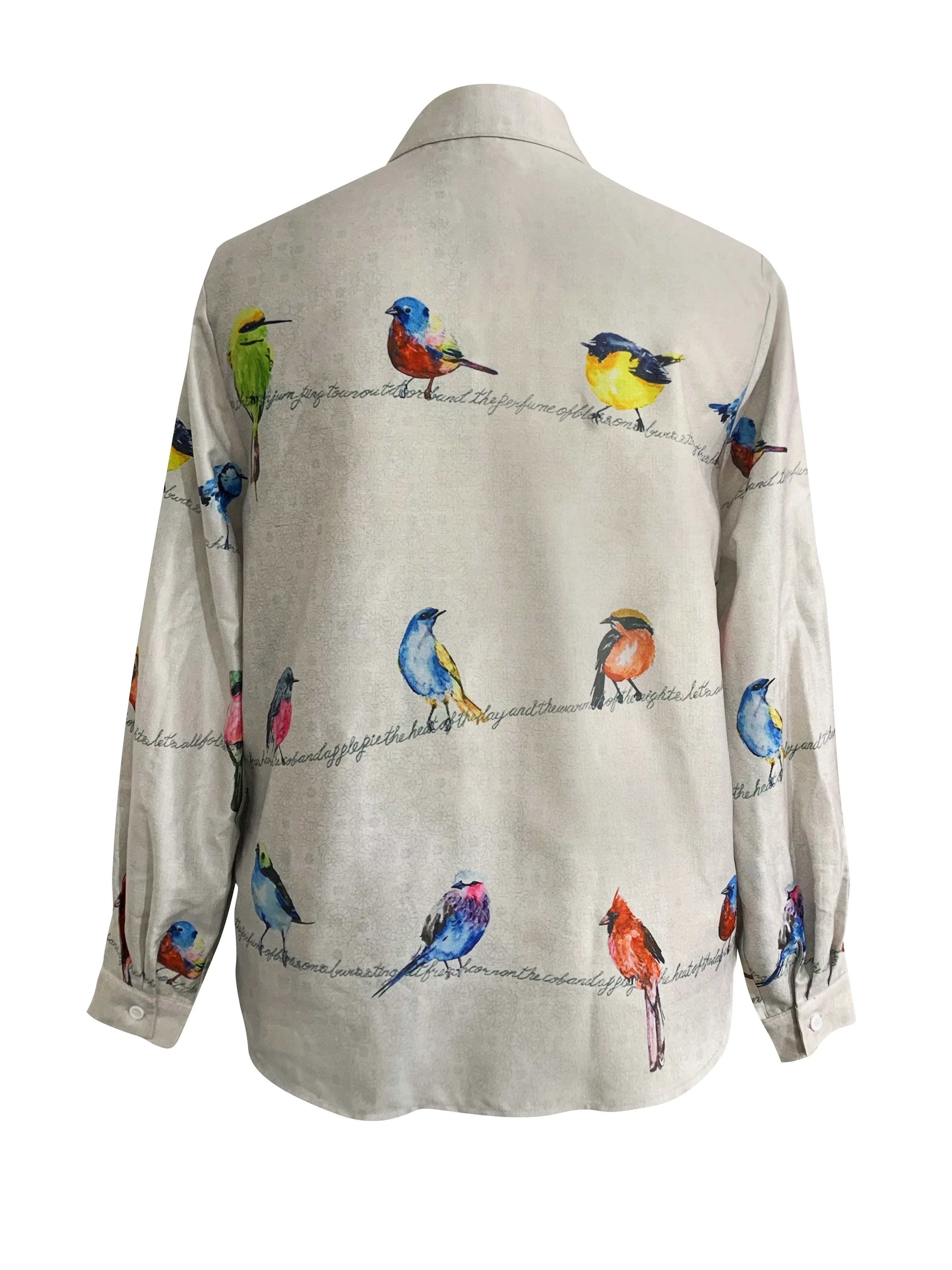 2024 Women\'s New Shirt Cartoon Bird 3D Pattern Fashionable Collar Women\'s Long Sleeve Shirt Daily Street Casual Women\'s Top