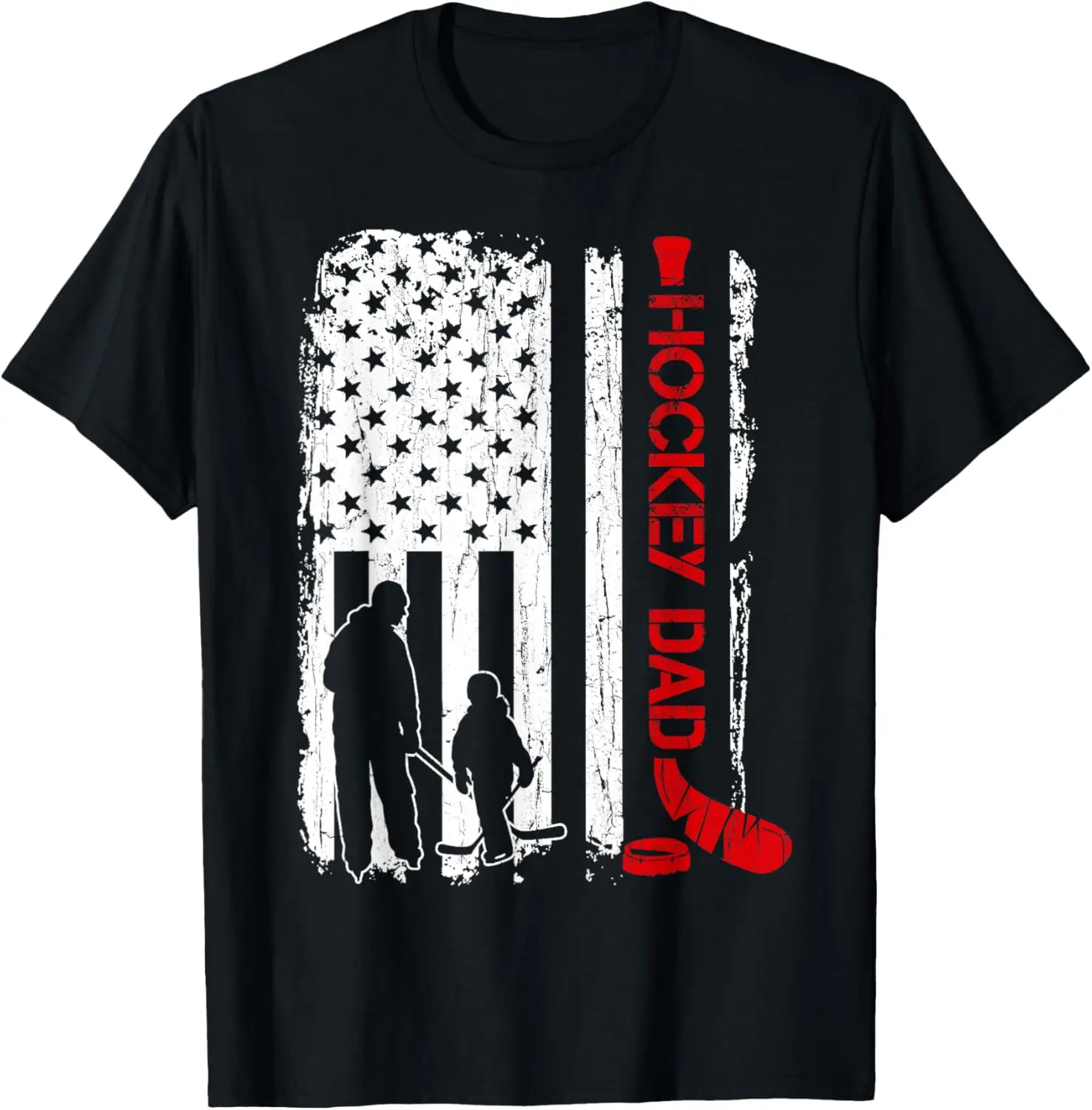 Hockey Dad Gift Hockey American Flag T-Shirt