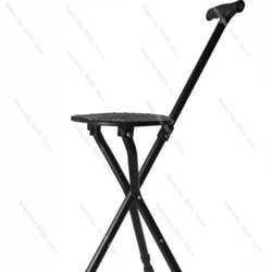 Elderly Crutch Stool with Stool Non-Slip Cane Walking Stick Foldable and Portable Seat Elderly Chair Walking Stick Climbing