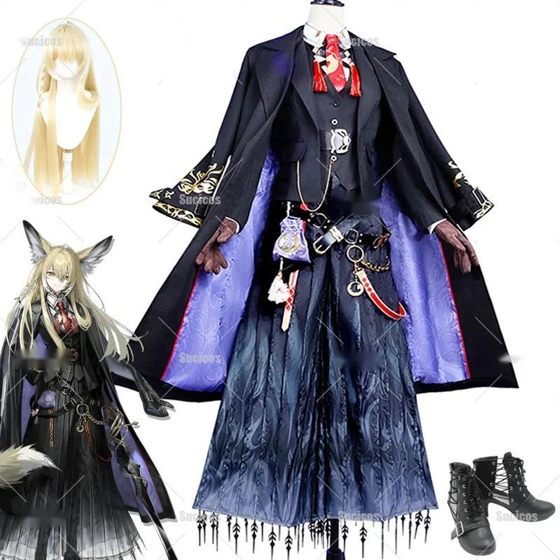Game Arknights Vulpisfoglia Cosplay Costume Vulpisfoglia Cos Wig Ear Tail For Hallowen Lappland Play Role Outfit Props