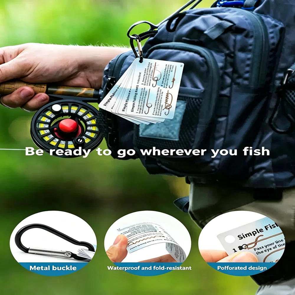 JSFUN Angelknoten-Verbindungskarten-Set mit Schlüsselanhänger-Clip, wasserdicht, tragbar, Angler-Referenz für Anfänger, Schritt-für-Schritt-Anleitung – Detail 4
