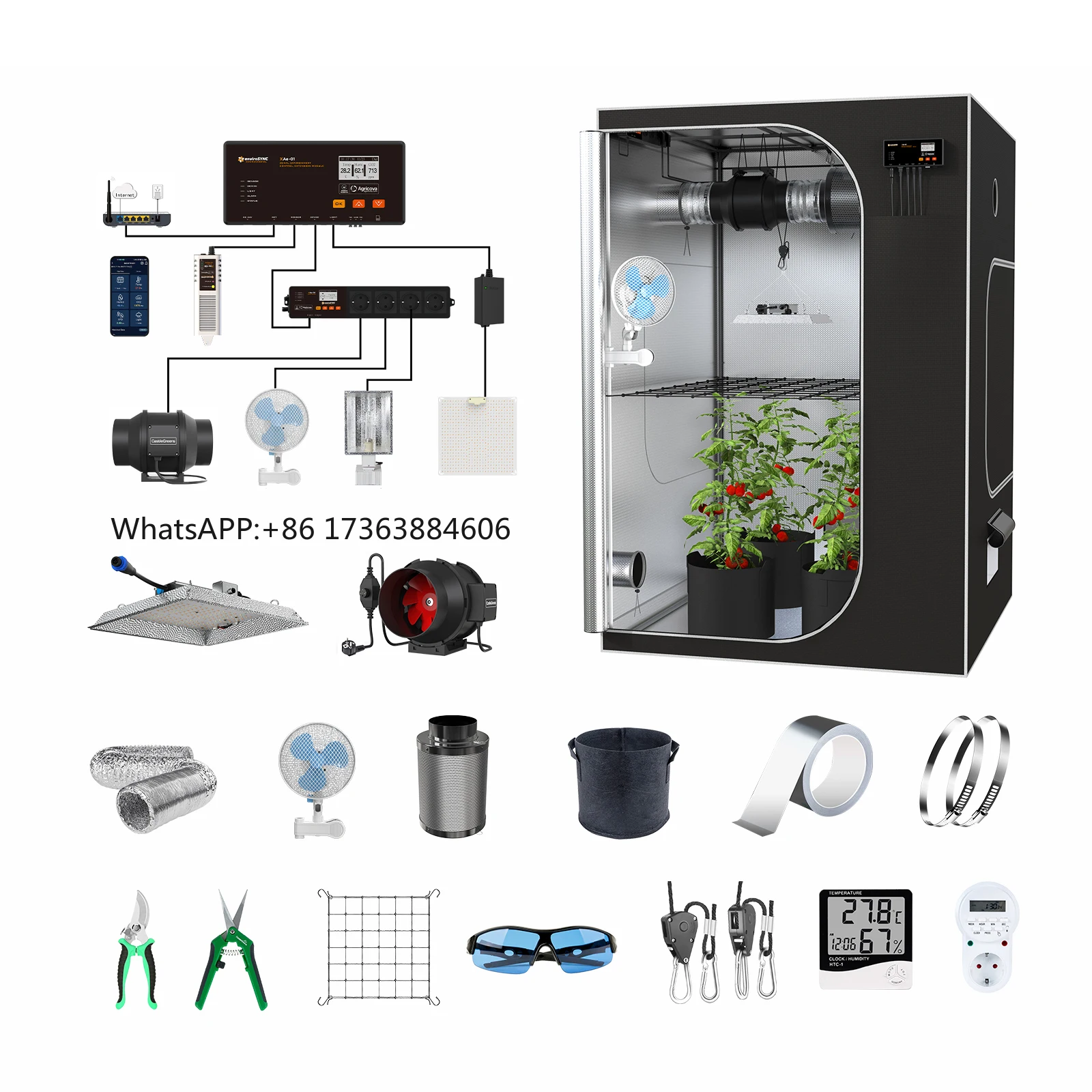 

2026 hot selling2026 Best Selling Smart Control 90x90x180cm Hydroponic Full Complete Grow Tent Kit for Plant Growth