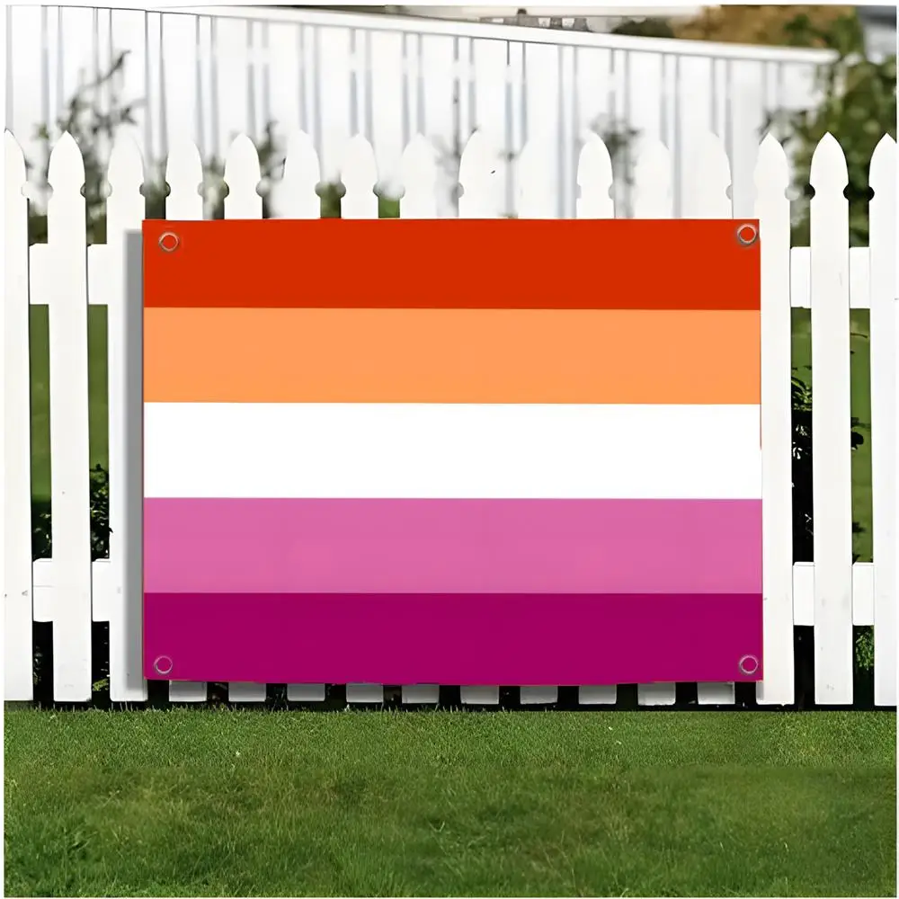Lesbian Pride Flags Edgeless four-ring hanging decor indoor outdoor compatible easy for hanging display