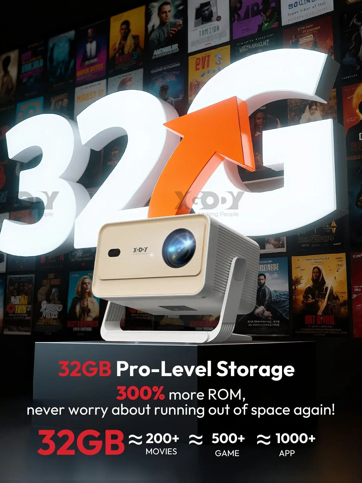 XGODY Projector N6/N6 Pro Netflix Officieel 4K Spraakbesturing Smart Android TV Whale OS 8/32GB ROM voor Movie Home Theater - afbeelding 2