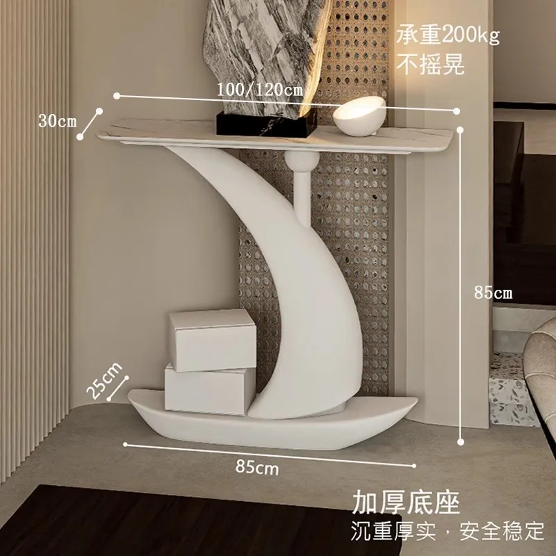 Light luxury high-end art entrance corridor creative solid wood entrance cabinet with lights