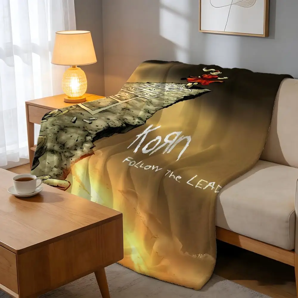 Throw High-Density Short Plush Blanket For Sofa Nap Air-Conditioned Room Soft Skin-Friendly Korn Rock Band Music