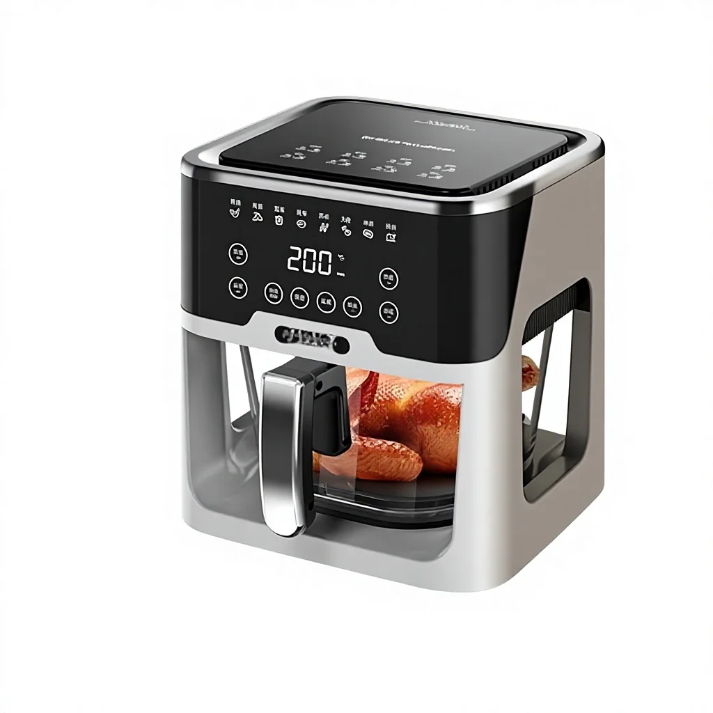 Smart Electric Voice-Controlled Air Fryer Borosilicate Glass Home Use Visible Fully Automatic High-End Multi-Functional 1200W
