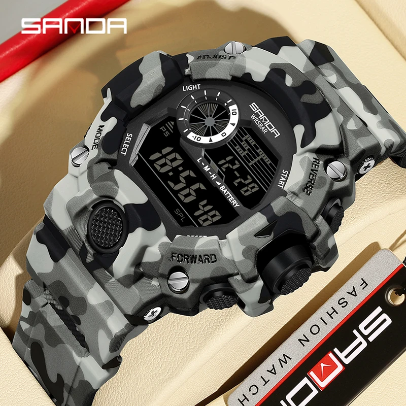 

SANDA Mens Watches Top Brand Luxury Electronic Watch Multifunctional Luminous LED Display Men Military Clock 50M Waterproof 2183