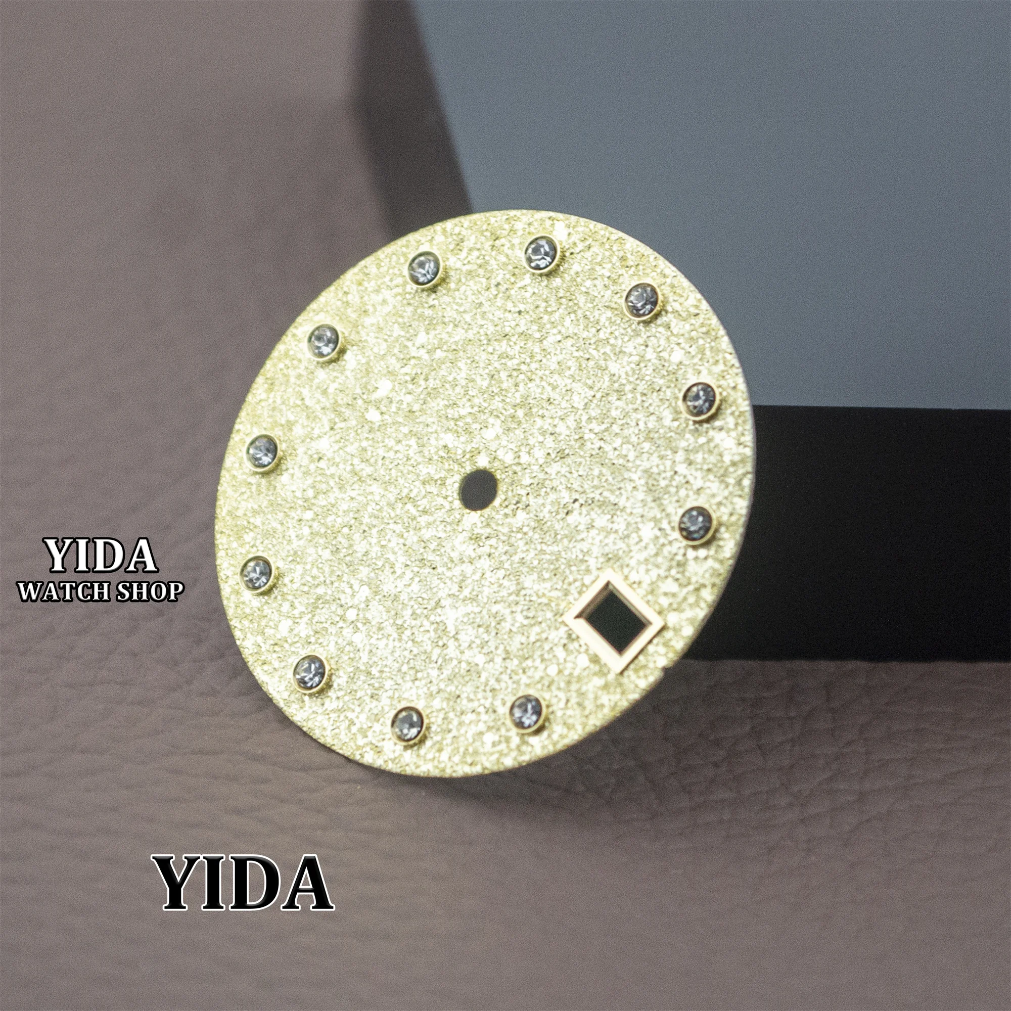 28.5mm não-luminoso diamantes dial relógio rosto masculino nh35 dial para nh35 movimento automático modificado relógio acessórios ferramentas de reparo