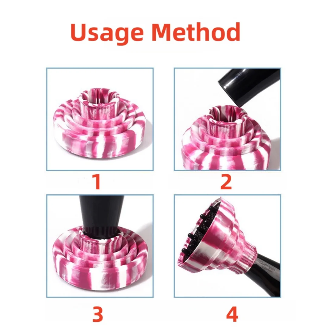 Collapsible Hair Dryer Diffuser, Silicone Blow Dryer Diffuser Attachment Portable Travel Hair Dryer Diffuser for Home Hair Salon