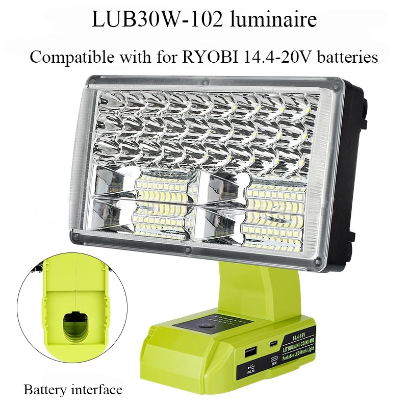 For Makita/DeWalt/Milwaukee/Bosch/Black&Decker/Craftsman/Ryobi 18-20V Batteries Portable Outdoor Camping Light Cordless Torch