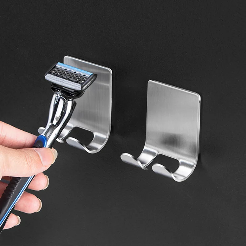 Sticker Hook Wall Hanging Kitchen Hanger Bathroom Razor Holder Men Shaving Cloth Hanger Adhesive Wall Hook Shaver Shelf Hooks
