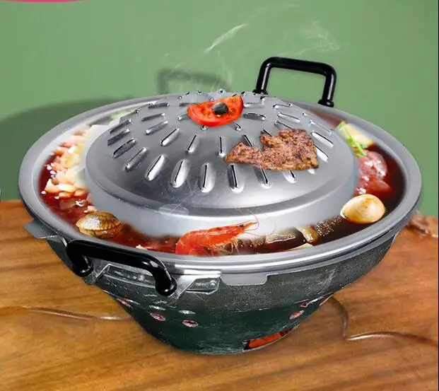 Thailand chafing dish special hot pot Thai hotel restaurant tableware charcoal BBQ barbecue oven soup saucepot roast meat pot