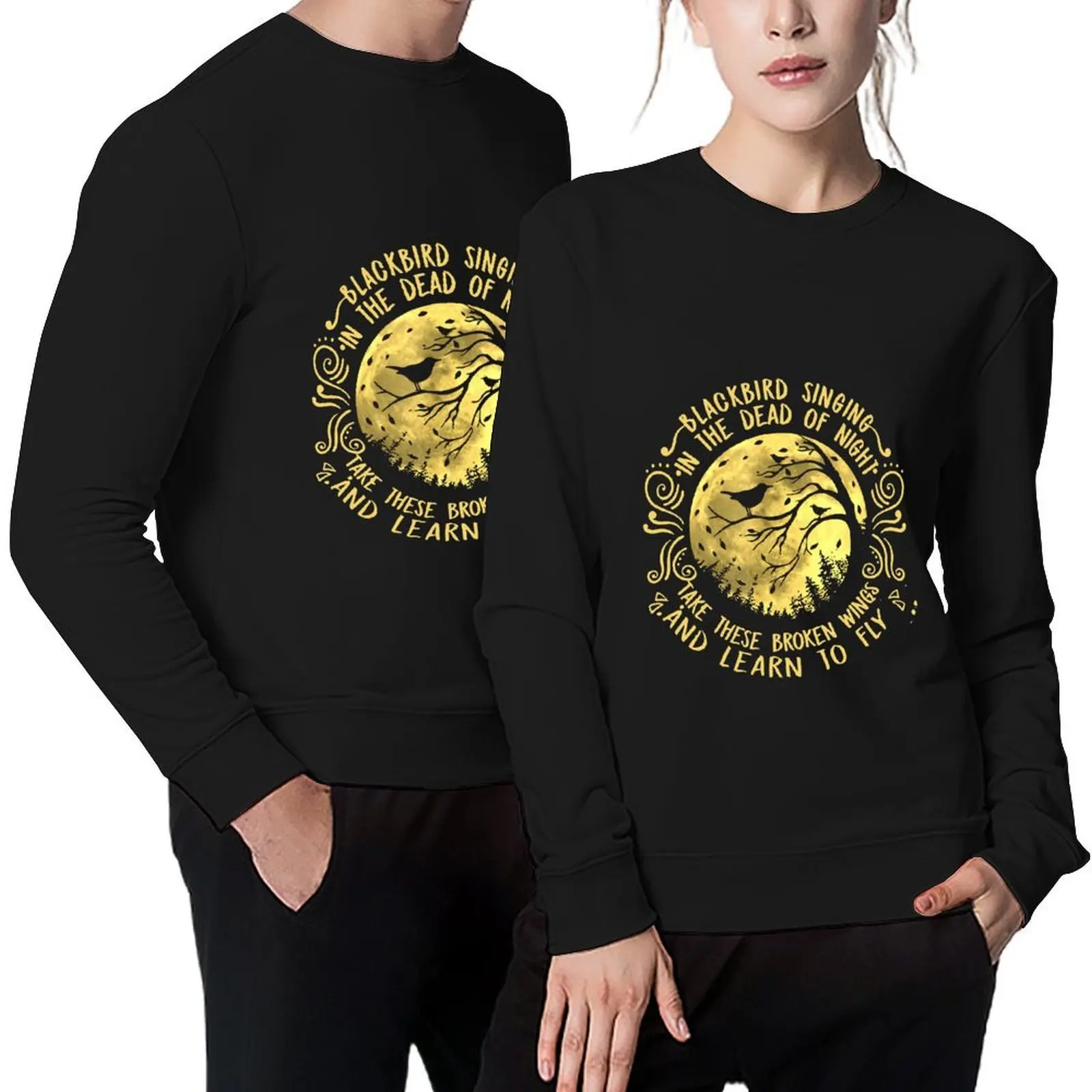 

Blackbird Singing In The Dead Of Night Take These Broken Wings And Learn To Fly Pullover graphic t shirts men sweatshirt male