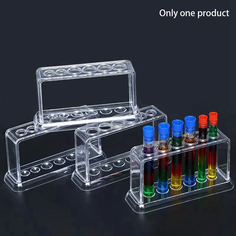 HOT SALE 3X Plastic Clear Test Tube Rack 6 Holes Stand Lab Test Tube Stand Shelf School Supply Lab Equipment 16.7X8X3 Cm