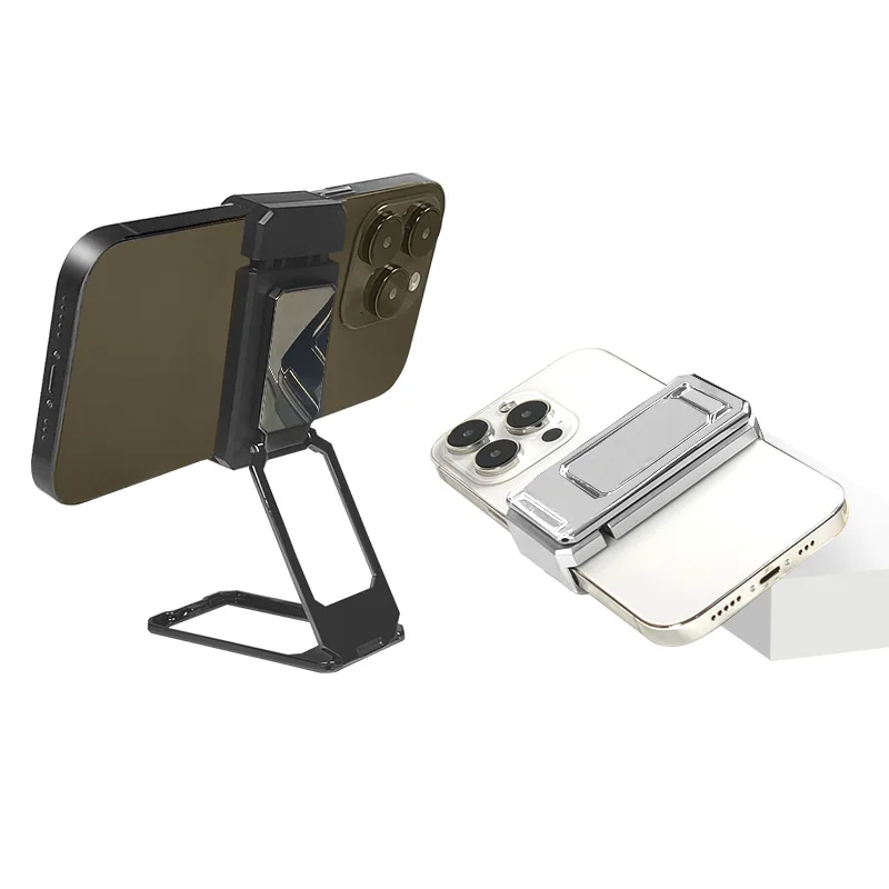 All Metal Aluminum 360 Rotation Mobile Phone Holder Universal Bracket Folding Double Shaft Design Stable Anti Fall