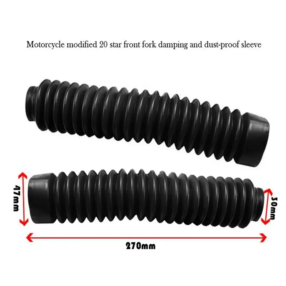 Black Front Fork Boot Rubber 20 Section Accessories 2pcs Bellows Dust Cap Motorcycle Off road Parts Replacement