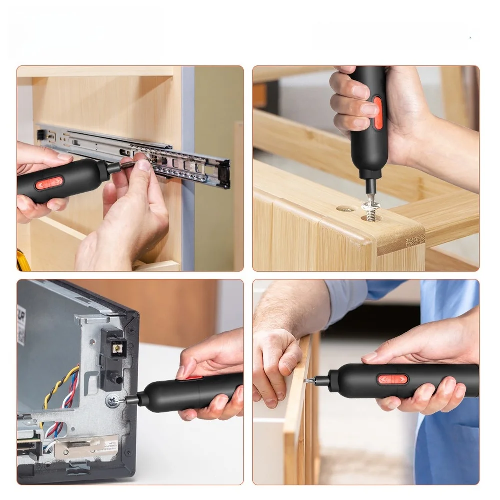 3.6V Cordless Electric Screwdriver Kit 21 pcs Includes Magnetic Chuck 230rpm 3N.m Torque Compact 200x108x50mm Black