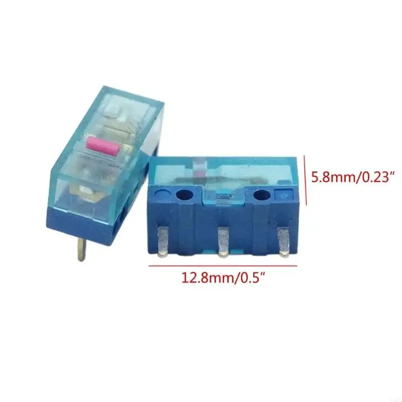 U55C 4Pcs Pink Dot Mouse Button Micro Limit Switch 3Pins 80Million for HUANO Mouse Micro Switch Blue Transparent Shell 0.74N