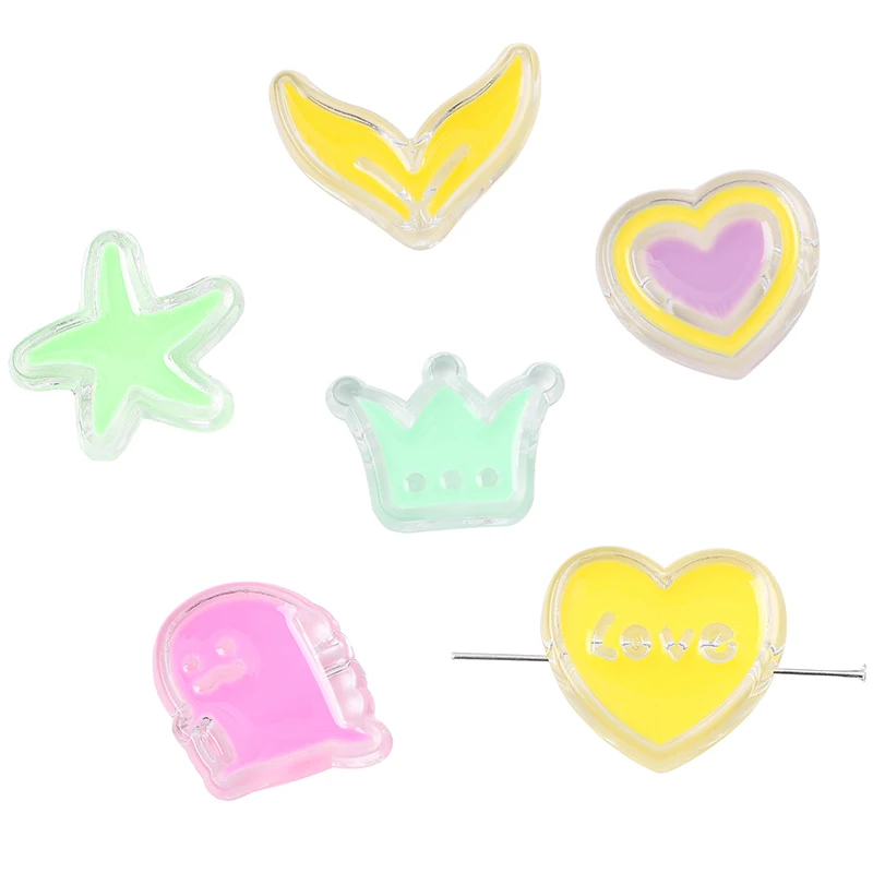 Large Hole Acrylic Beads Loose Spacer Beads For Jewelry Making Needlework Diy Handmade Bracelet Necklace Key Chain Accessories