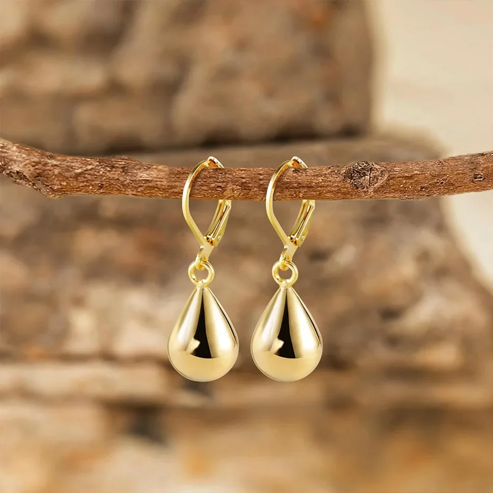 Teardrop Leverback Earrings for Women Girls Hypoallergenic Waterdrop Tear Drop Gold Silver Color Dangle Earrings Jewelry Gifts