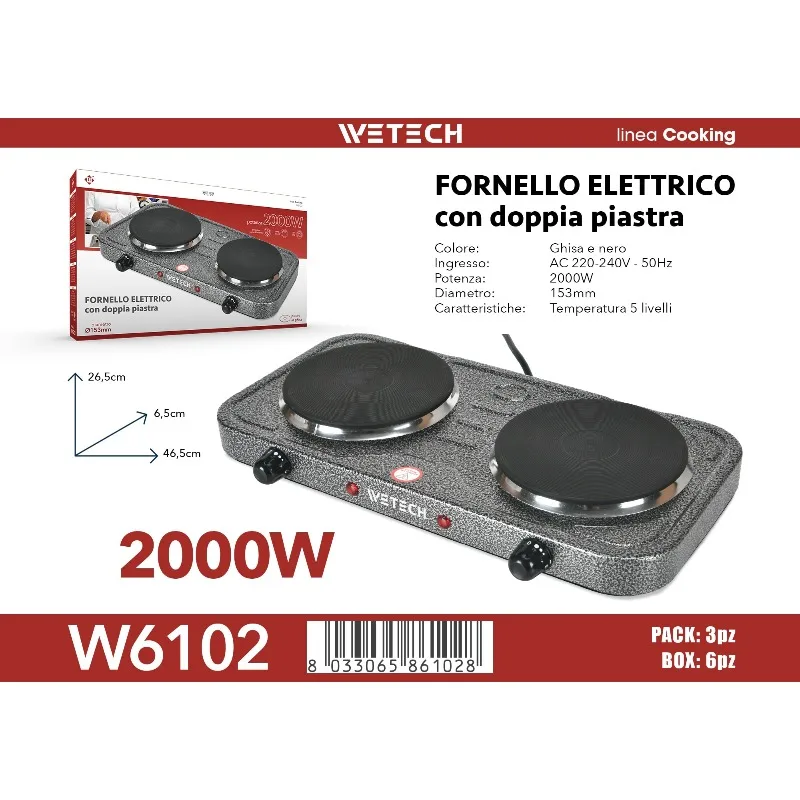 Nuova Piastra Elettrica Portatile 2026 da 2000W 1500W 1000W 800W, Fornello a Induzione Singolo/Doppio con Controllo Temperatura a 5-8 Livelli per Casa