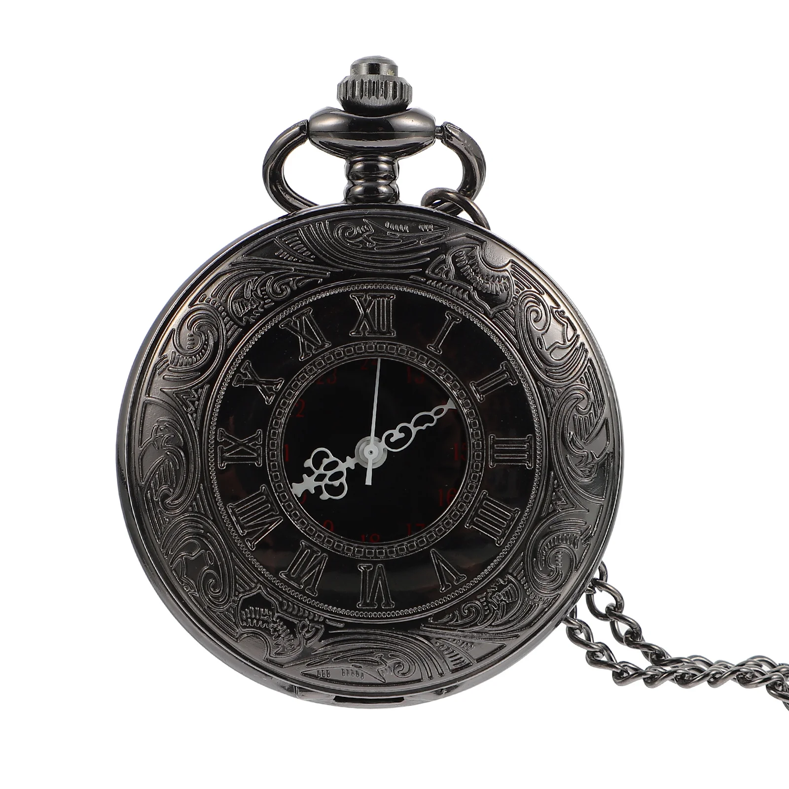 1Pcs Roman Numeral Pocket Watch Exquisite Craftsmanship Durable Chain Design Vintage Stylish Easy to Wear Time Accessory