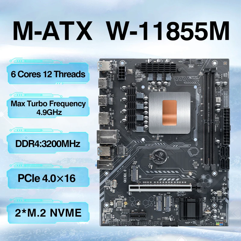

ERYING Combos Xeon Kit Motherboard with Integrated Processor Intel CPU W 11855M 2.6GHz 6C12T 18MB DDR4 RAM LGA 1151 placa base