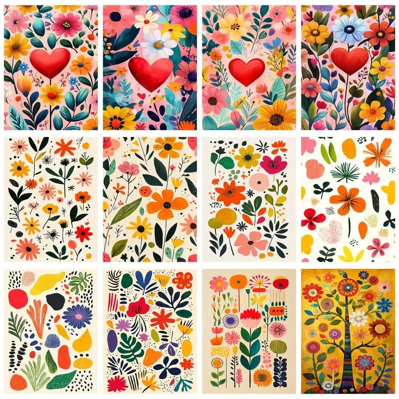 

CHENISTORY Coloring By Numbers Flowers Drawing On Canvas HandPainted Gift DIY Paint By Numbers Home Decor