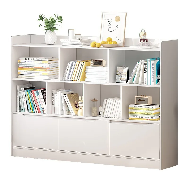 

Floor-to-ceiling bookshelf household living room small apartment storage rack integrated with door multi-layer shelf low cabinet