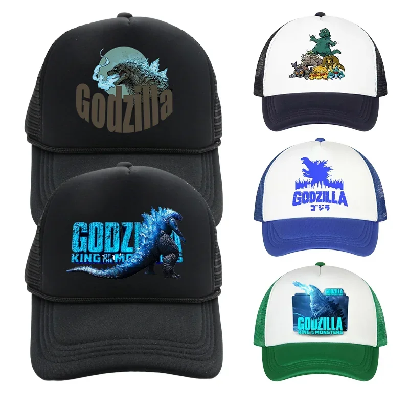 Godzilla Vs Kong Baseball Cap movie Anime Cartoon Print Adjustable Net Mesh Sunscreen Hats Fashion Boys Girl Childern adult Gift