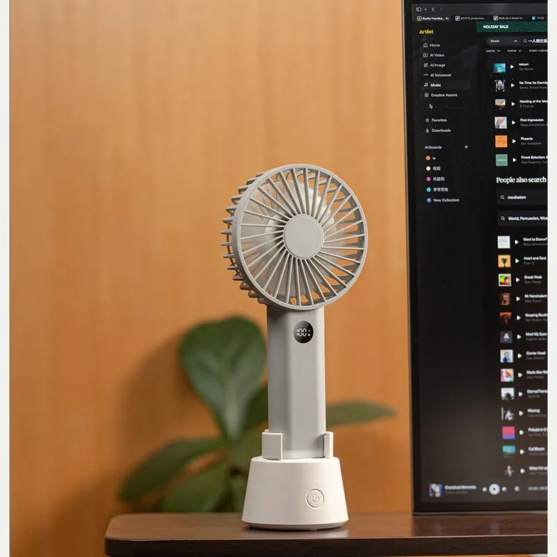 

ABUD-Rechargeable Fan Base Featuring Adjustable Nozzle, For Multiple Fan Models, And Two-Speed Operation Support Setting