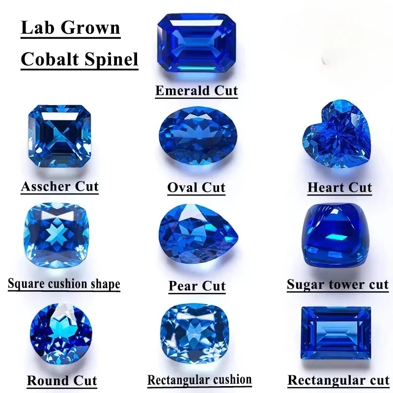 Top Lab Grown Cobalt Spinel Multiple shapes Combination chain Selectable Certificate Charms for Jewelry Making