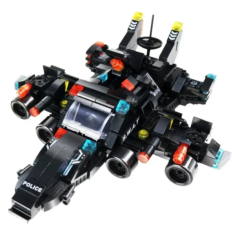 8in1 SWAT مركز شرطة قيادة شاحنة نموذج بناء كتل طائرة هليكوبتر المدينة مجموعة الطوب التعليمية للأطفال